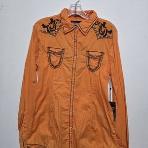 Roar Orange Embroidered Women's Top